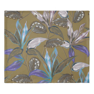 Retro Tropical forest botanical Motifs scattered r Duvet Cover