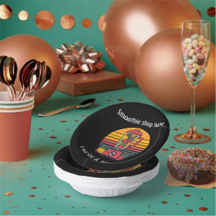 Retro Tropical Fruit Smoothie Shop Juice Bar Paper Bowls