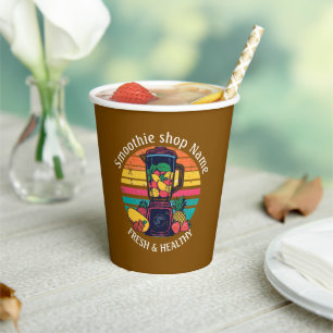 Retro Tropical Fruit Smoothie Shop Juice Bar Paper Cups