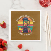 Retro Tropical Fruit Smoothie Shop Juice Bar