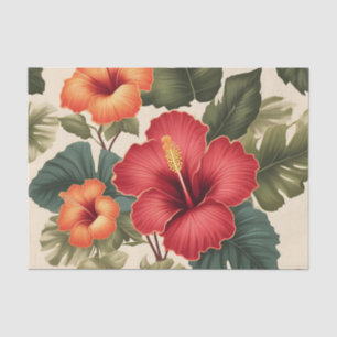 Retro Tropical Hibiscus Flowers Tissue Paper