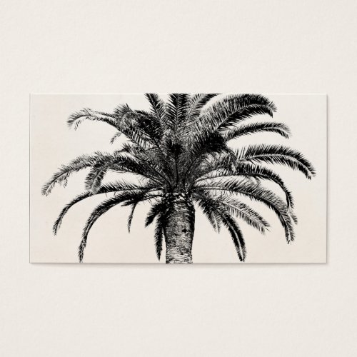 Retro Tropical Island Palm Tree in Black and White Business Cards
