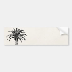 Retro Tropical Island Palm Tree in Black and White Bumper Sticker