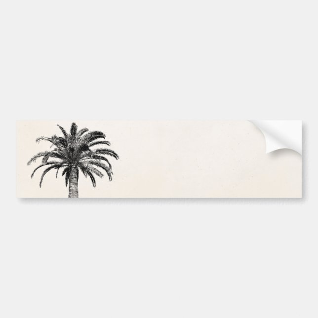 Retro Tropical Island Palm Tree in Black and White Bumper Sticker (Front)