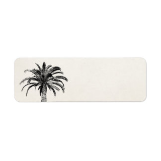 Retro Tropical Island Palm Tree in Black and White Label