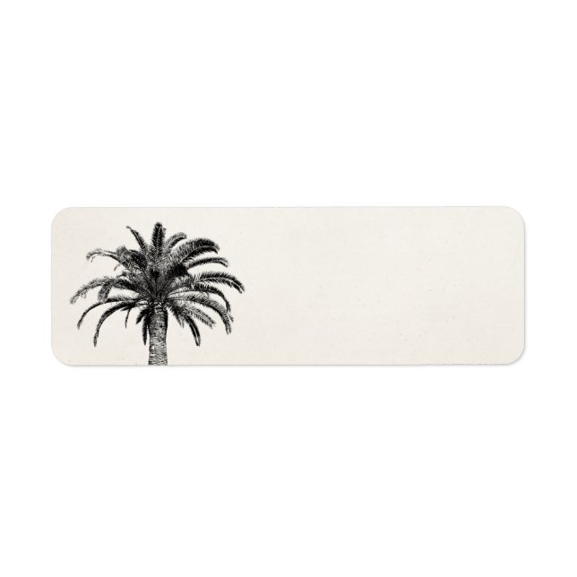Retro Tropical Island Palm Tree in Black and White Label (Front)
