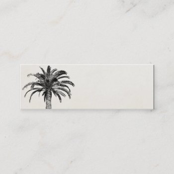 Retro Tropical Island Palm Tree In Black And White Mini Business Card by SilverSpiral at Zazzle