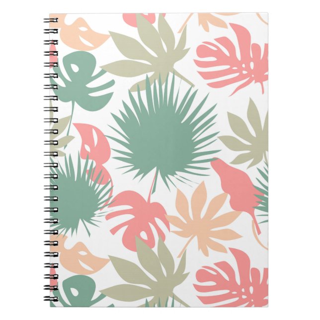 Retro, tropical, leaves notebook (Front)