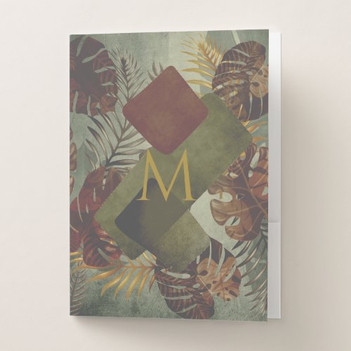 Retro tropical monstera palm leaf 70s summer  pocket folder