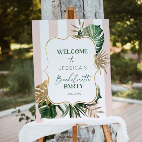 Retro tropical palm beach bachelorette welcome foam board