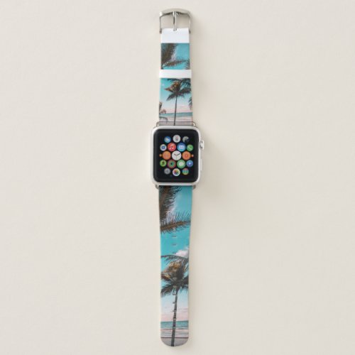 RETRO TROPICAL PALM TREE BY THE BEACH APPLE WATCH BAND
