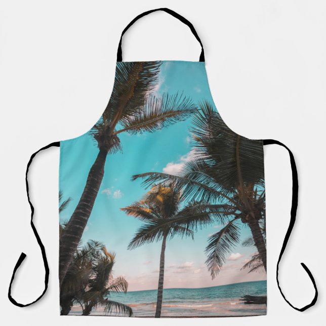 RETRO TROPICAL PALM TREE BY THE BEACH APRON (Front)