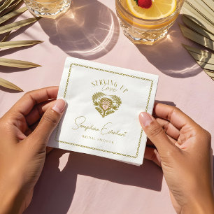 Retro Tropical Palm Tree Pickleball Bridal Shower Napkins