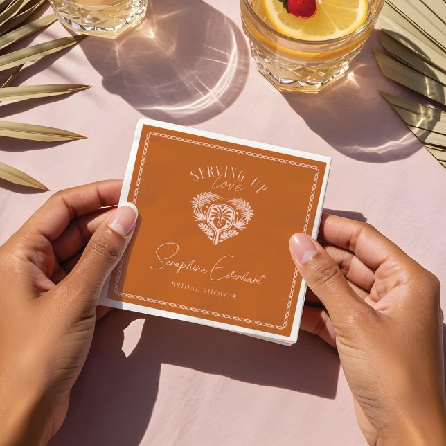 Retro Tropical Palm Tree Pickleball Bridal Shower Napkins (Retro Tropical Palm Tree Pickleball Bridal Shower Napkins)