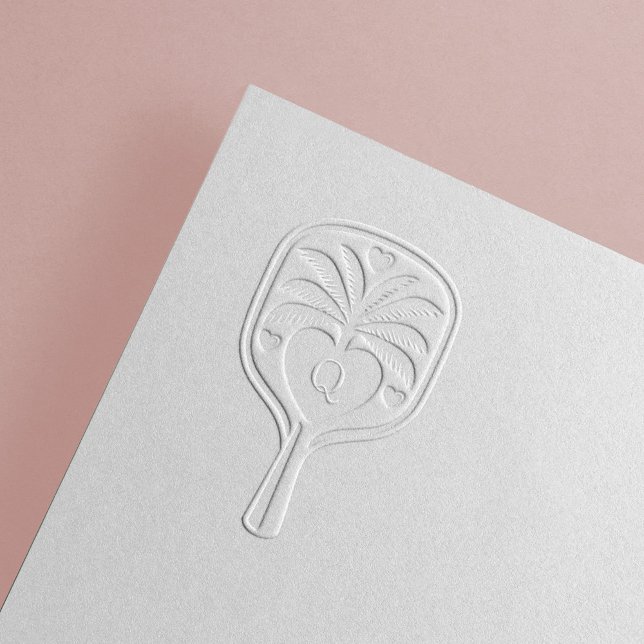 Retro Tropical Palm Tree Pickleball Monogram Embosser (Retro Tropical Palm Tree Pickleball Monogram Embosser)