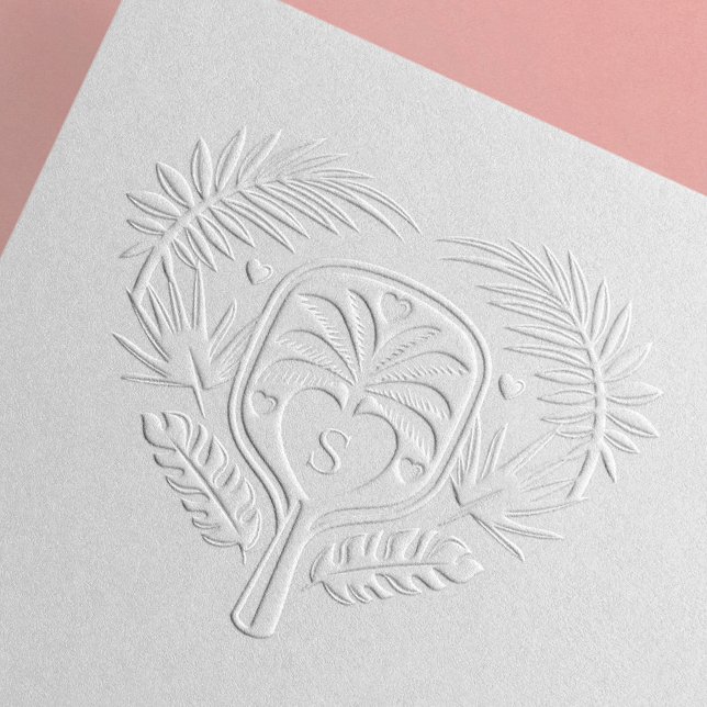Retro Tropical Palm Tree Pickleball Monogram Logo Embosser (Retro Tropical Palm Tree Pickleball Monogram Logo Embosser)