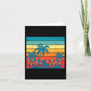 Retro Tropical Palm Trees And Sunset Beach Summer Card