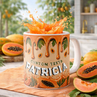 Retro Tropical Party Papaya Fruit Theme Custom  Coffee Mug