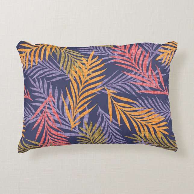 Retro tropical pattern of palm leaf. accent pillow (Front)