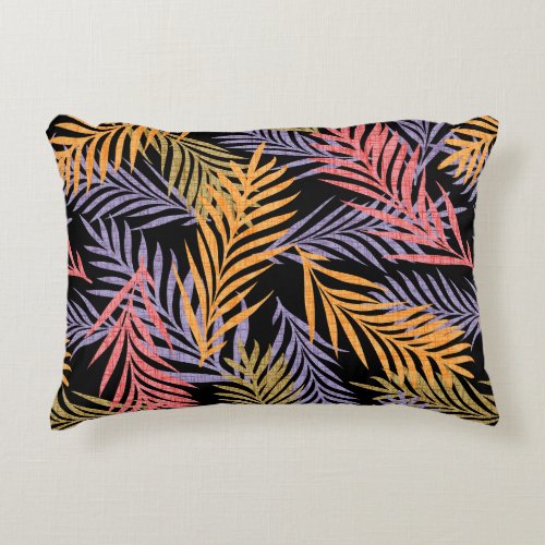 Retro tropical pattern of palm leaf. accent pillow