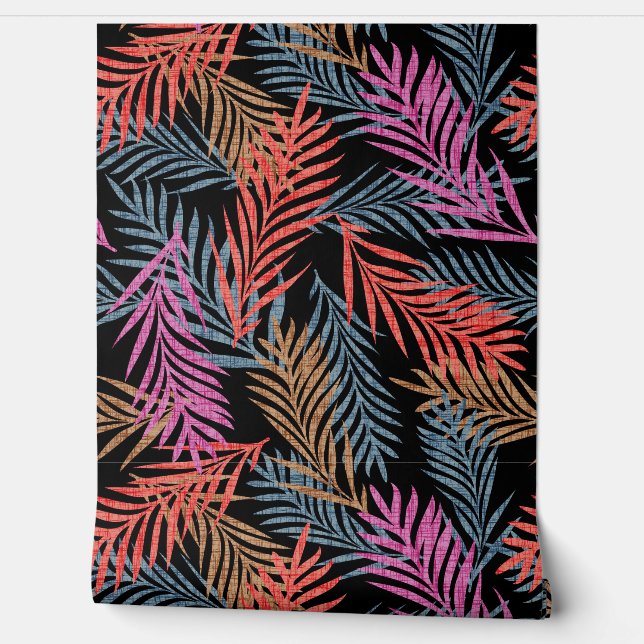Retro tropical pattern of palm leaf. wallpaper  (Unrolling)