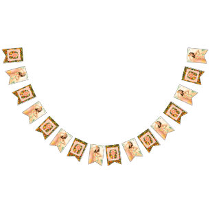Retro Tropical Pickleball Bridal Shower Photo Bunting Flags
