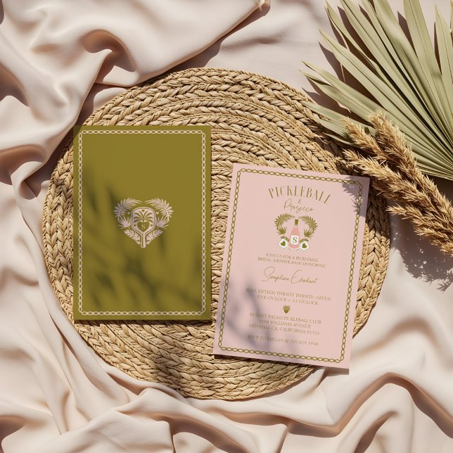 Retro Tropical Pickleball & Prosecco Bridal Shower Invitation (Retro Tropical Pickleball & Prosecco Bridal Shower Invitation)