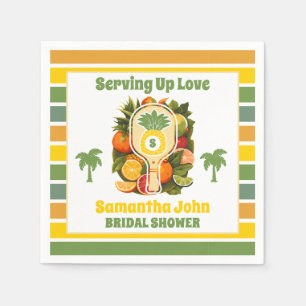 Retro Tropical Pineapple Pickleball Bridal Shower Napkins