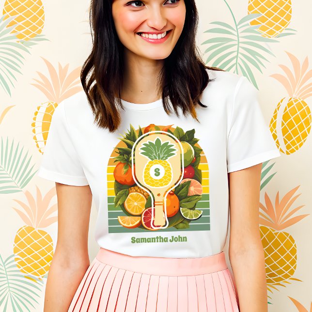 Retro Tropical Pineapple Pickleball Bridal Shower Tri-Blend Shirt (Creator Uploaded)