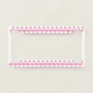 Retro Tropical Pink Flamingos Exotic Pattern License Plate Frame