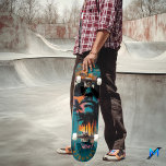 Retro Tropical Portrait with Pop Art Vibes - Cool  Skateboard<br><div class="desc">This skateboard deck brings a bold tropical pop-art portrait with palm tree reflections and comic-style exclamations. Perfect for skaters who love retro,  expressive art,  this design combines vibrant colors and high-energy visuals for a unique,  rebellious style.</div>
