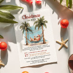 Retro Tropical Santa Hammock Christmas in July  Invitation<br><div class="desc">Break out the sunscreen and the tinsel — this playful Christmas in July invitation sets the scene for a summer holiday bash! Featuring a painted Santa lounging in a hammock between two palm trees, complete with string lights and shades, it's the perfect mix of retro beach charm and festive fun....</div>