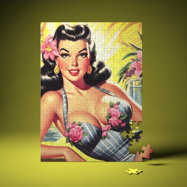 Retro Tropical Summer Pin up Jigsaw Puzzle (Creator Uploaded)