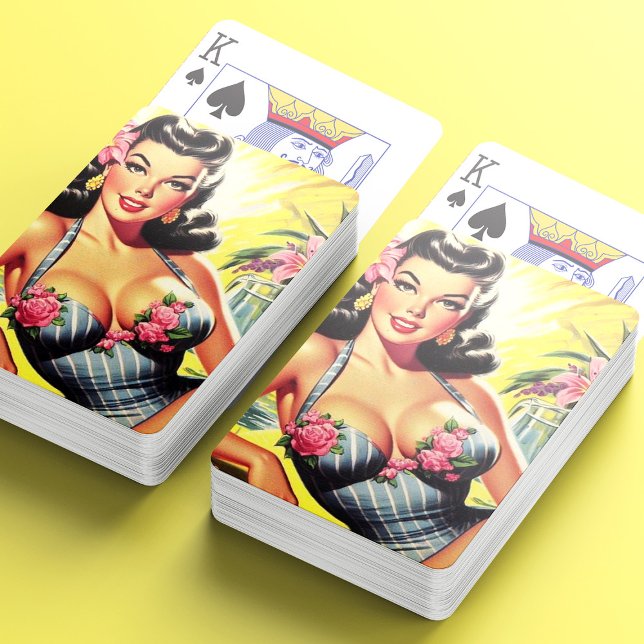 Retro Tropical Summer Pin up Poker Cards (Creator Uploaded)