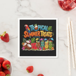 Retro Tropical Summer Treats Tiki Bar Napkins