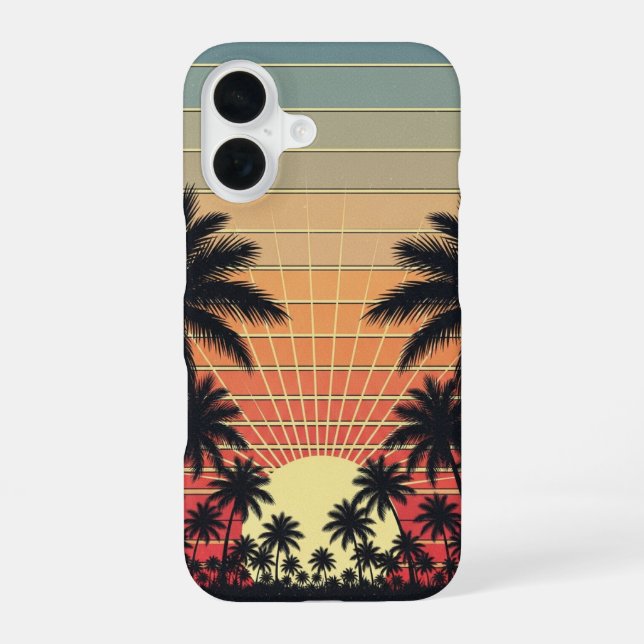 Retro Tropical Sunrise Lines iPhone Case (Back)