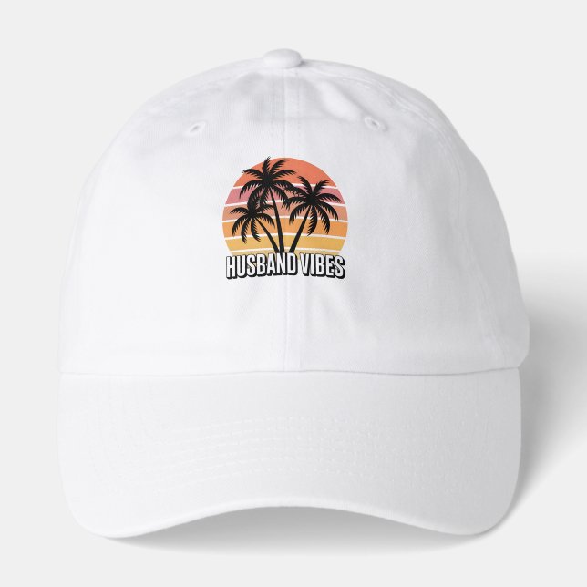 Retro Tropical Sunset Husband Vibes Hat (Front)