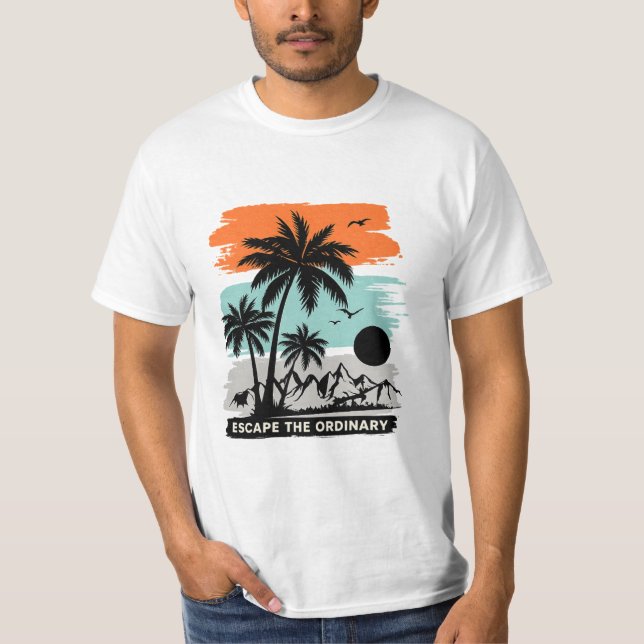 Retro Tropical Sunset Palm Tree T-Shirt – Minimal  (Front)