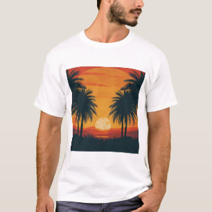 Retro Tropical Sunset Palm Trees – Vintage Summer  T-Shirt