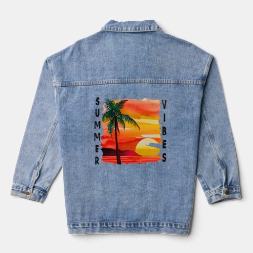 Retro Tropical Sunset Summer Vibes  Denim Jacket