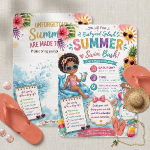 Retro Tropical Tiki Oasis Summer Swim Birthday Invitation