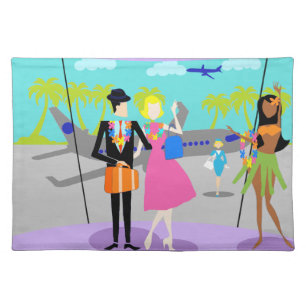 Retro Tropical Vacation Cloth Placemat