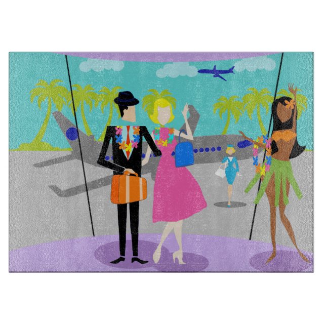 Retro Tropical Vacation Cutting Board (Front)