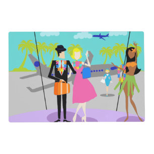 Retro Tropical Vacation Laminated Placemat