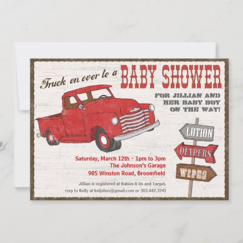 Retro Truck Baby Shower Invitation