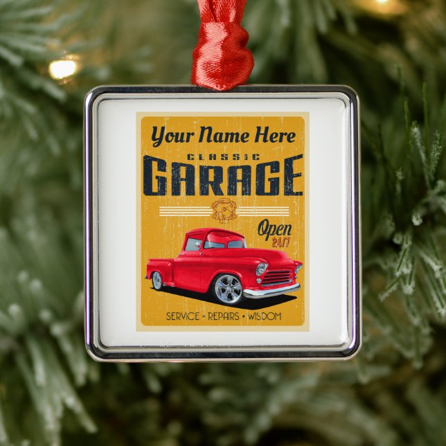 Retro Truck Garage Metal Ornament (Tree)