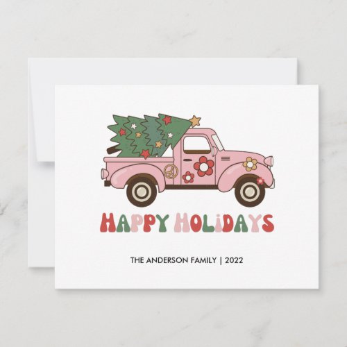 Retro Truck Happy Holidays Christmas Card