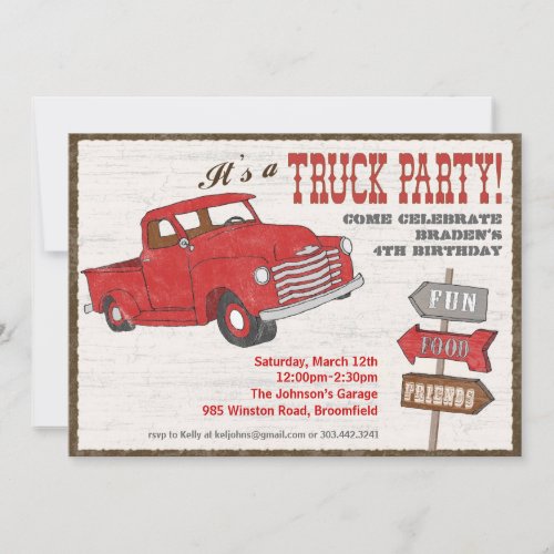 Retro Truck Party Invitation