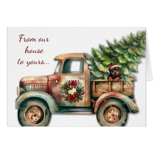 Retro Truck Rottweiler Dog Christmas