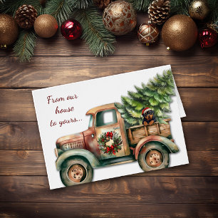 Retro Truck Rottweiler Dog Christmas Cards